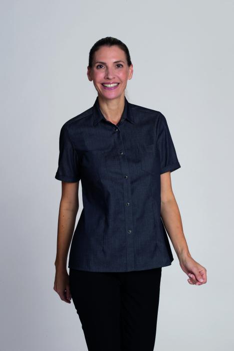 Damen Stretch jeansgrau Bluse halbarm