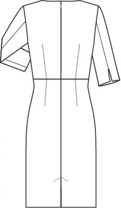 Damen Etuikleid royalblau Rückseite Rundhals V-Ausschnitt Premium Greiff Kleid