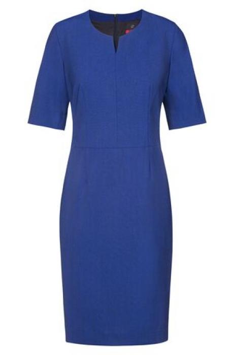 Damen Etuikleid Rundhals V-Ausschnitt Premium Greiff Kleid