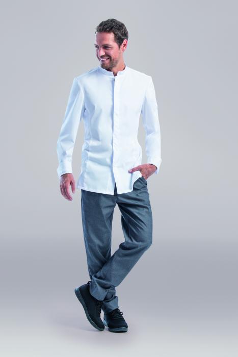 Herren Kochhemd schwarz langarm Druckknöpfe Stretch (Abbildung jedoch in weiß)