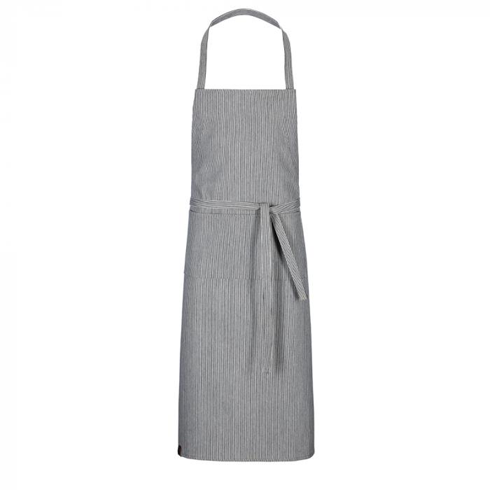 Latzschürze denim mit Tasche feine Nadelstreifen