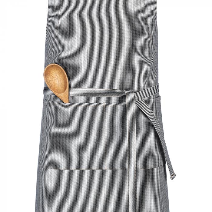 Latzschürze denim mit Tasche feine Nadelstreifen