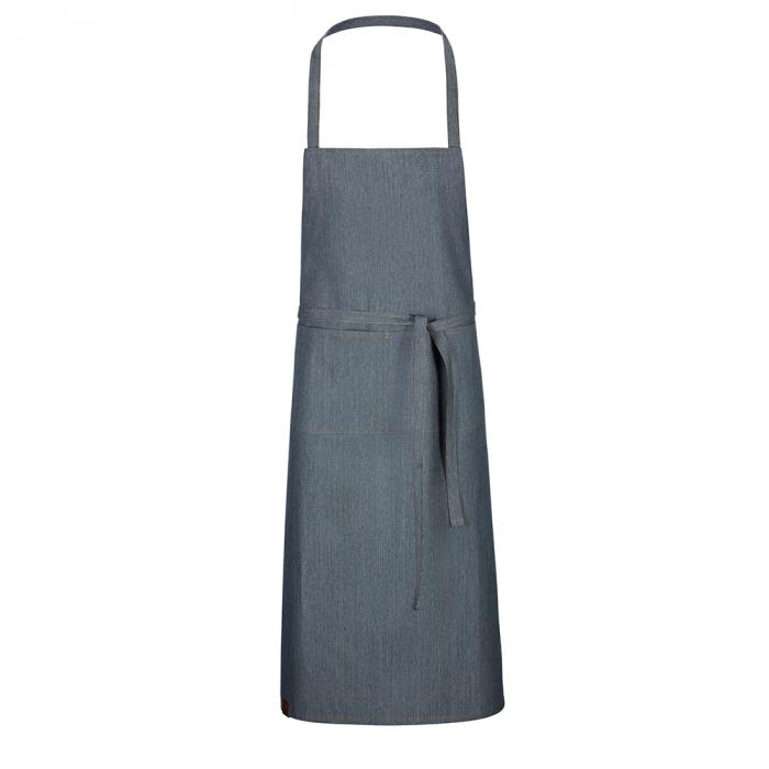 Latzschürze denim mit Tasche feine Nadelstreifen