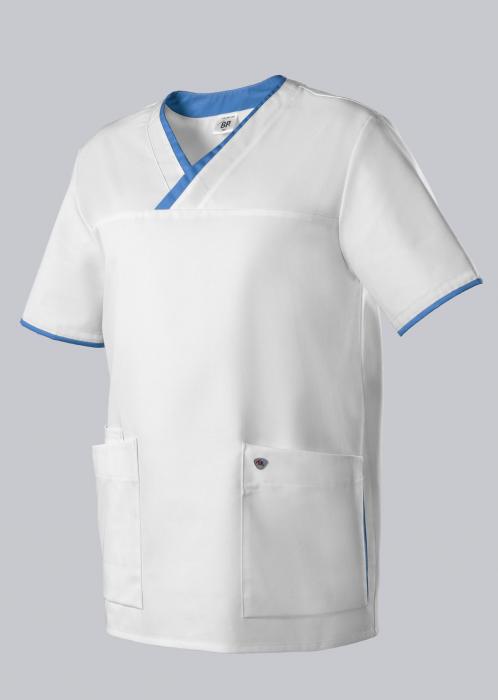 Schlupfkasack Damen & Herren kurzarm weiß/azurblau