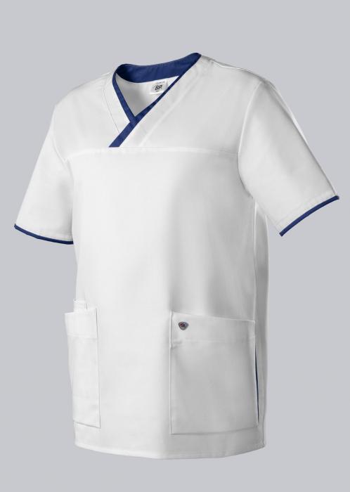 Schlupfkasack Damen & Herren kurzarm weiß/nachtblau