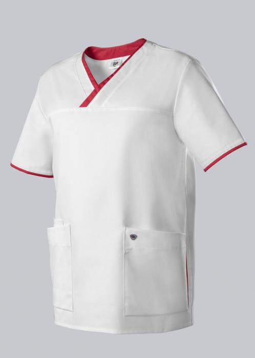 Schlupfkasack Damen & Herren kurzarm weiß/koralle