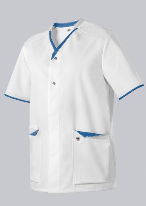 Kasack Damen & Herren kurzarm weiß/azurblau