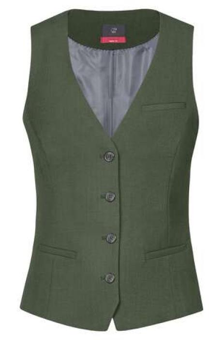Greiff Damen Weste olivgrün Premium 4-Knopf Regular Fit