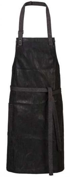 Latzschürze mit Tasche schwarz Lederoptik EINZELN