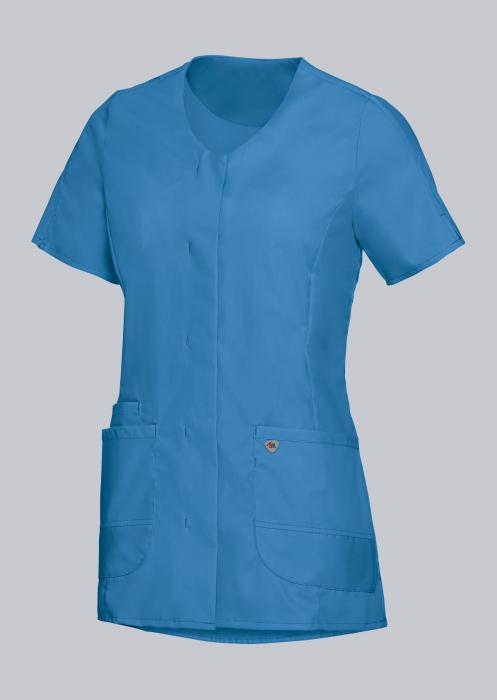 Damen Kasack Stretch azurblau halbarm