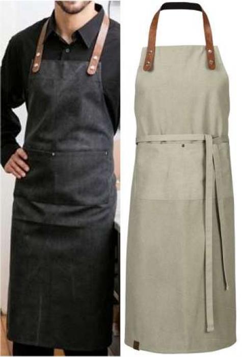 Latzschürze mit Tasche Canvas washed EINZELN