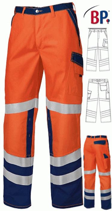 Warnschutzhose warnorange/dunkelblau