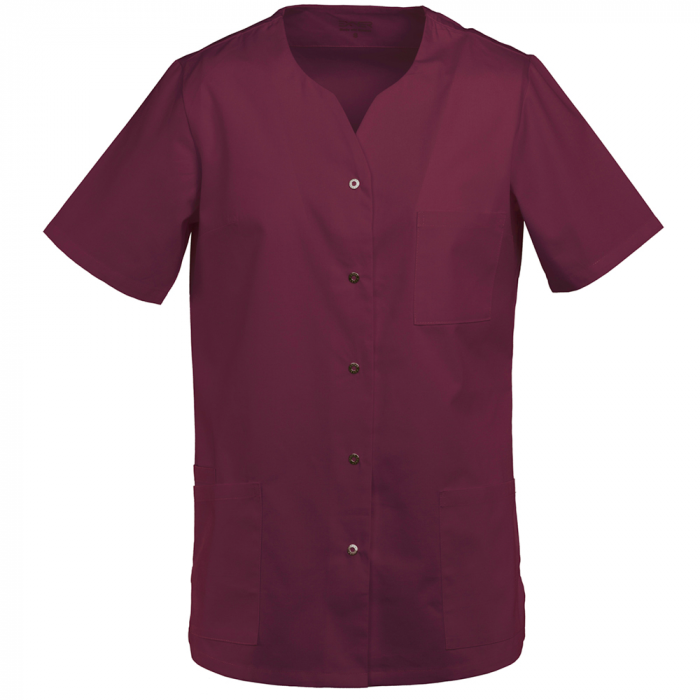 Damen Kasack kurzarm Druckknöpfe bordeaux