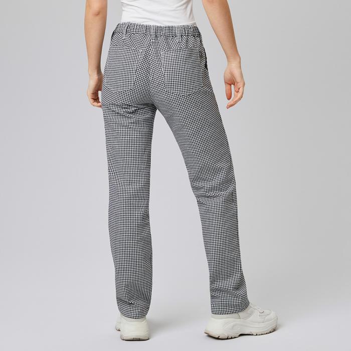 Kochhose Damen Pepita schwarz/weiß 5-Pocket-Jeans