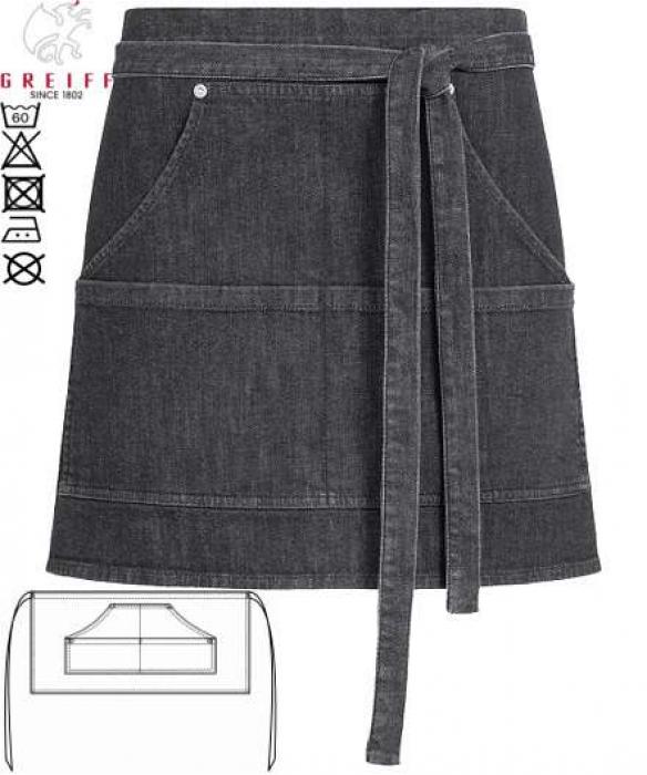 Greiff Vorbinder kurz Schürze schwarz black denim