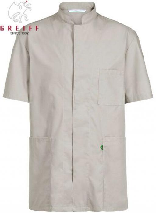 Kasack lichtgrau Stehkragen unisex Kasack Brusttasche