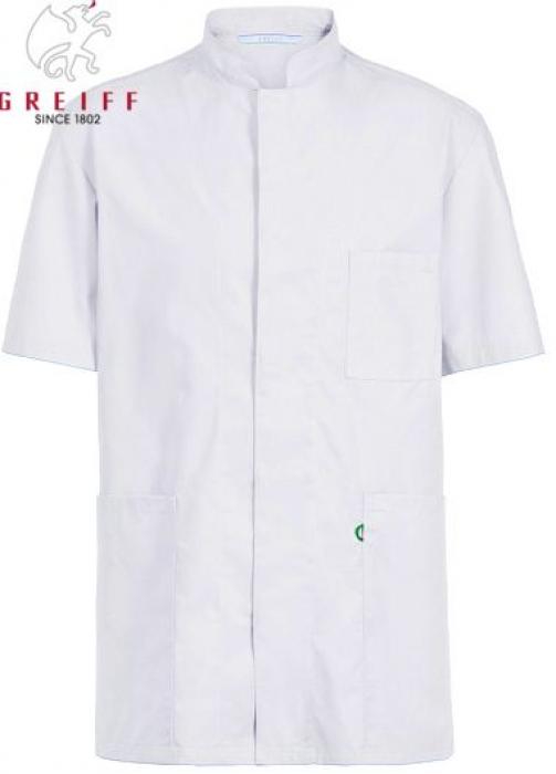 Kasack weiß Stehkragen unisex Kasack Brusttasche