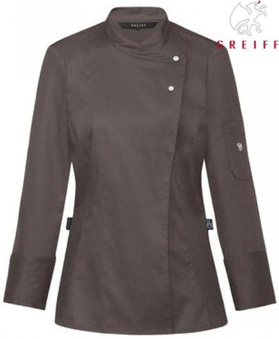Kochjacke taupe Damen langarm Jersey-Rücken Greiff