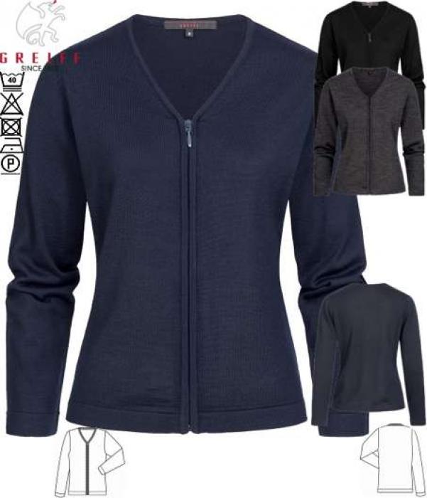 Greiff Damen-Strickjacke, V-Ausschnitt, schwarz, anthrazit, marineblau