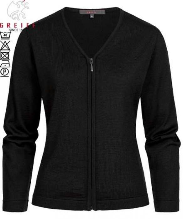 Greiff Damen-Strickjacke, V-Ausschnitt, schwarz