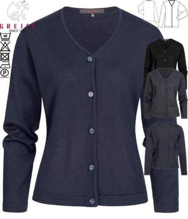 Greiff Damen-Strickjacke, Knopfleiste, schwarz, anthrazit, marineblau