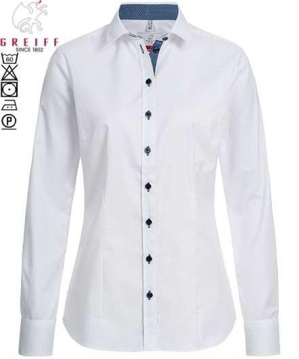 Damen Bluse weiß blau langarm Greiff MODERN