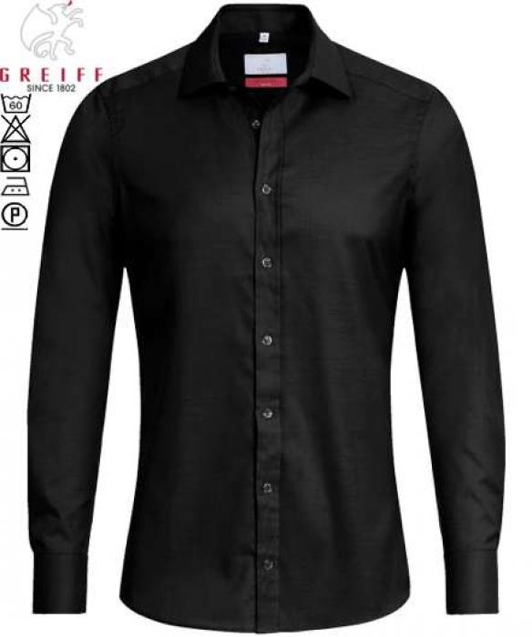 Greiff Hemd schwarz Herren-Hemd langarm MODERN Slim Fit