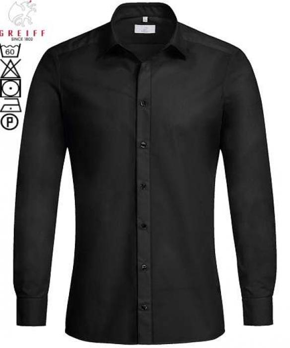 Herren Hemd langarm schwarz Greiff BASIC Slim Fit