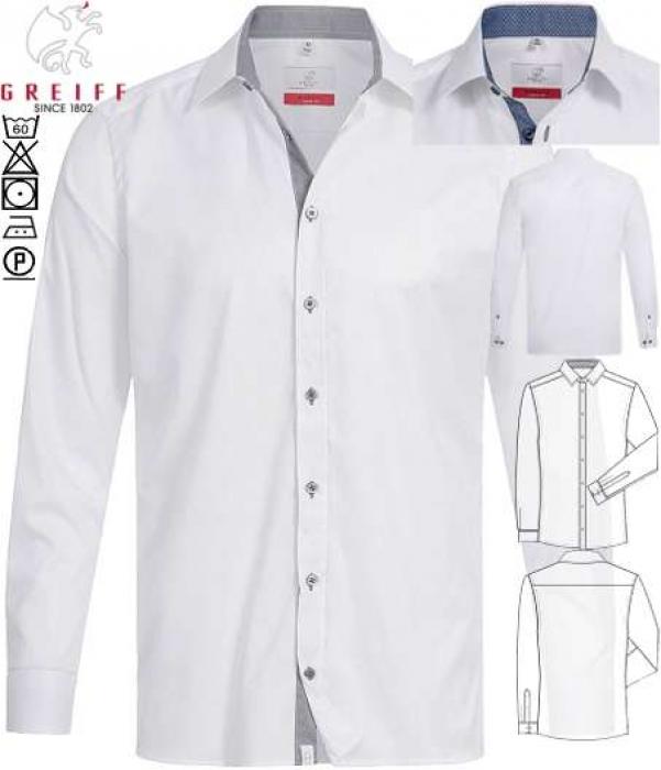 Herren Hemd weiß/Kontrast langarm Greiff MODERN