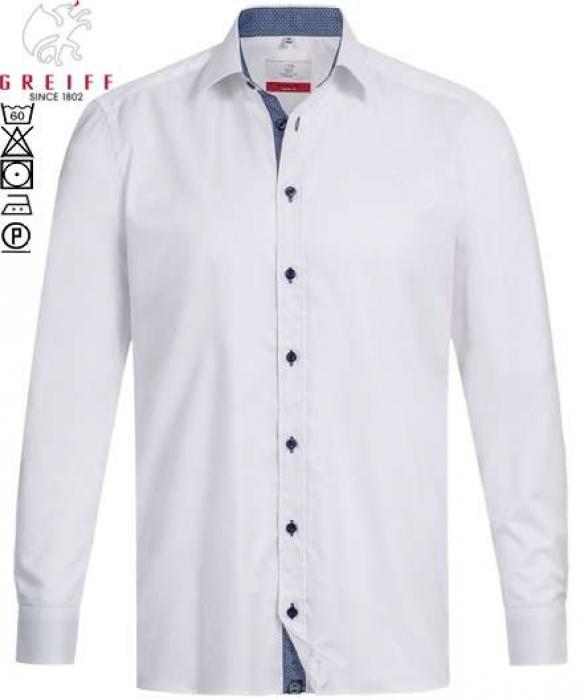 Herren Hemd weiß/blau langarm Greiff MODERN