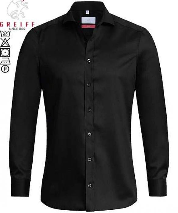 Greiff Hemd langarm schwarz Premium Slim Fit