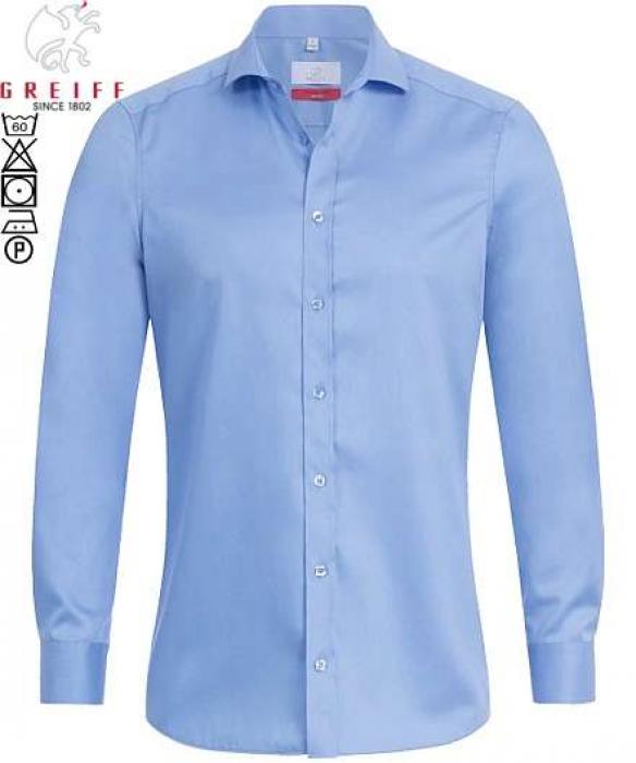 Greiff Hemd langarm mittelblau Premium Slim Fit