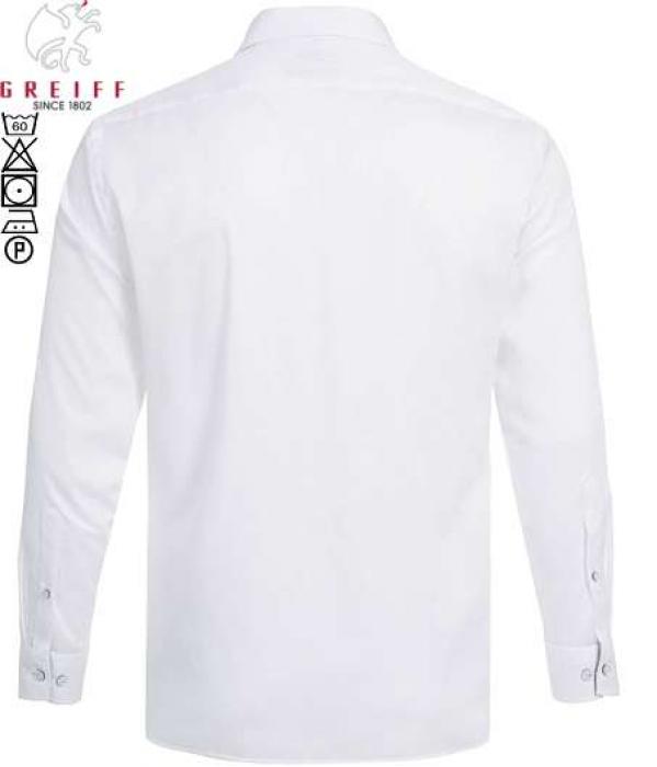 Greiff Herren Hemd weiß/Kontrast langarm Premium Regular Fit