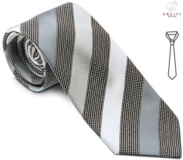 Greiff Krawatte, silbergrau gestreift