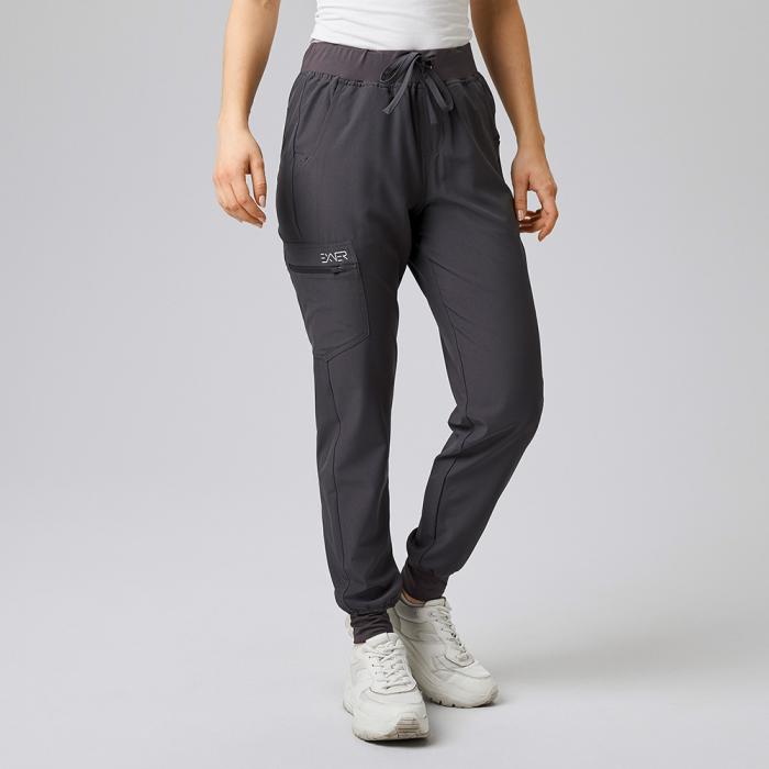Damen-Schlupfhose graphit slimfit Stretch Arbeitshose mit Gummizug