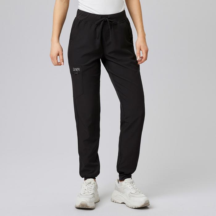 Damen-Schlupfhose schwarz slimfit Stretch Arbeitshose mit Gummizug