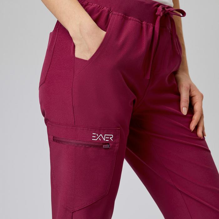 Damen-Schlupfhose bordeaux slimfit Stretch Arbeitshose mit Gummizug