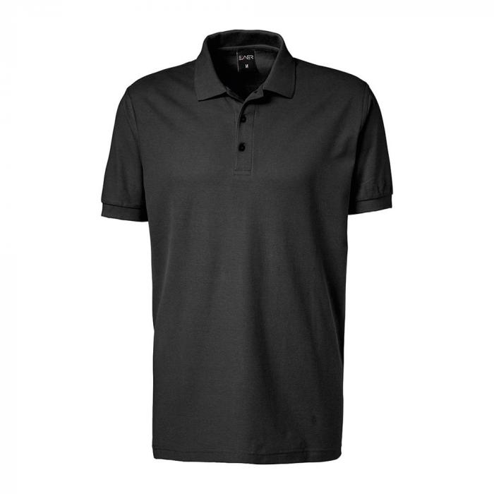 Poloshirt schwarz Herren & Damen Stretch kurzarm