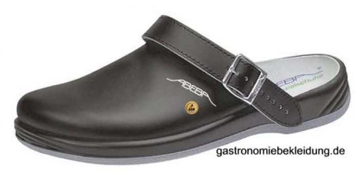 Abeba ESD-Berufsschuh schwarz, Damen- und Herren-Clog, verstellbarer klappbarer Fersenriemen