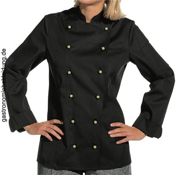 Damen-Kochjacke schwarz 1/1 Arm schwarz