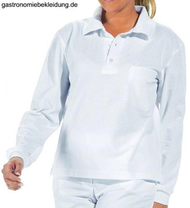 Leiber Polo-Shirt, 1/1 Arm, weiß, langarm