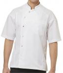 Herren Kochjacke kurzarm weiß Paspel schwarz Pique-Rücken