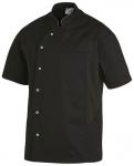 Herren Kochjacke kurzarm schwarz Paspel Pique-Rücken