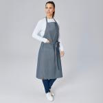 Latzschürze denim mit Tasche feine Nadelstreifen